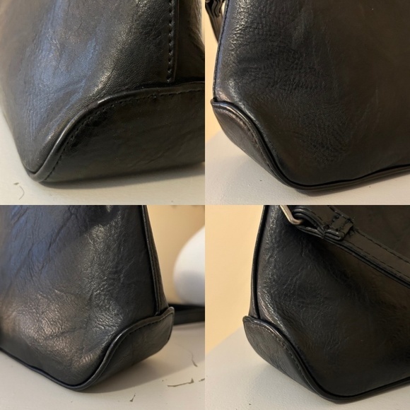 S-Q Vegan Crossbody Bag with Structured Curved Bottom Black - Picture 9 of 16